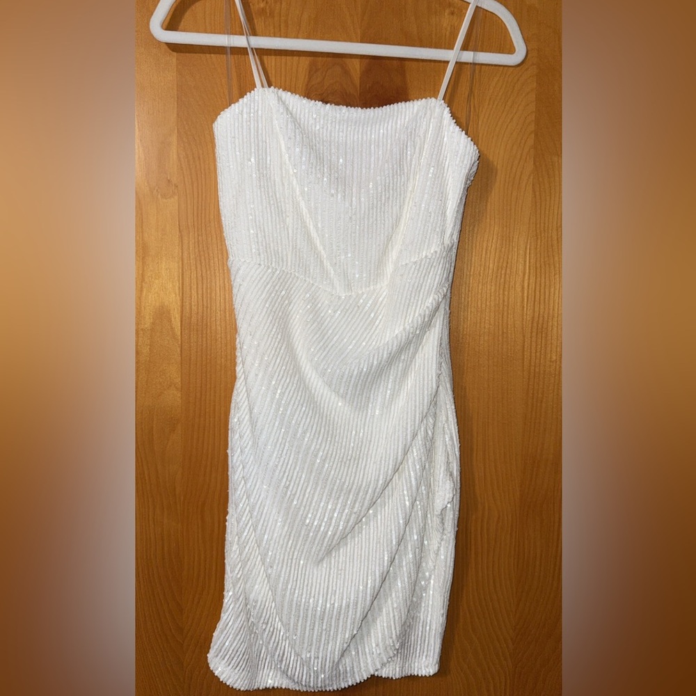 Emerald Sundae White Beaded Mini Dress